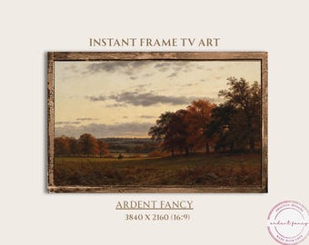 Cuadro de caballo antiguo, marco para TV, arte de pared para TV, pinturas al óleo otoñales de estilo clásico, decoración para sala de estar.