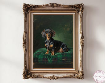 Lámina de perro salchicha de Ralph Lauren: Pintura al óleo estilo antiguo del siglo XIX (Descarga digital)
