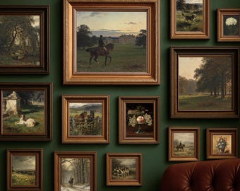 400 láminas de paisajes con atmósfera melancólica, estilo Ralph Lauren, conjunto de galería de pared con imágenes de casas de campo inglesas de estilo vintage (descarga digital).