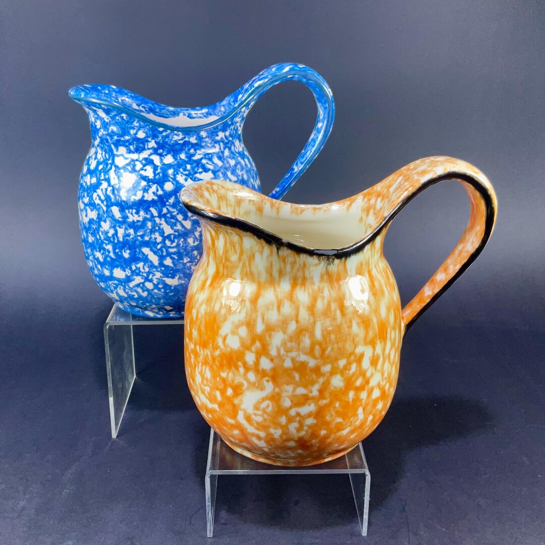 Stangle Vintage Stangle Pottery Town & Country Pitcher - Orange and Blue - Etsy