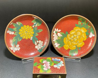 Chinese Cloisonné on Copper 3 pc. Smoking Set