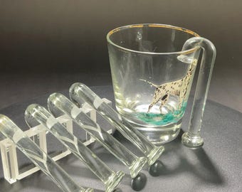 Vintage Glass set of 5 Muddler Swizzle Sticks