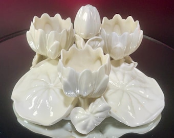 Royal Worcester Blanc de Chine Centerpiece - Water Lilies