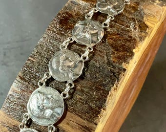 Frank M. Whiting Sterling Silver Medallion Bracelet in the manner of George Shiebler