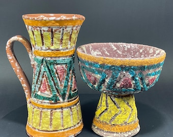 Jarra y cáliz/copa de cerámica Rossini con esmalte de lava
