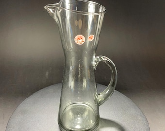 Vintage Holmegaard Smoke Glass Pitcher w/ Original Paper Labels.