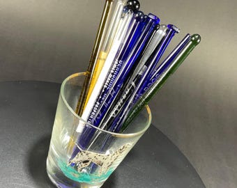 Vintage Mixed Lot of 15 Glass Advertising Swizzle Sticks and Muddlers