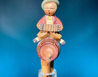 Tapón de botella vintage con figura de Anri - Niño en barril