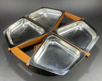 MCM Teak and Stainless Steel Lazy Susan by Arthur Salm Sweden