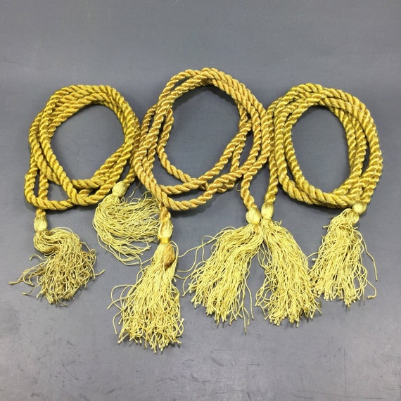Vintage Lot Of 3 Golden Rope Curtain Tie Backs With Tassle Etsy