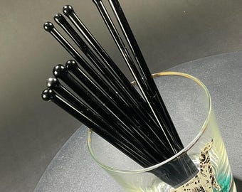 Vintage Mixed Lot of 9 Black Glass Swizzle Sticks