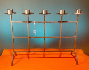 Candelabro sueco vintage de cinco luces de hierro forjado de Jönköpings Läns Hemslöjdsförening