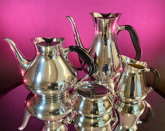 Juego de té vintage de 4 piezas Cohr Atla EPNS chapado en plata - Diseño danés moderno
