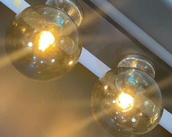 Lámpara de techo vintage MCM con cristal ahumado Lightolier - Serie Glitter