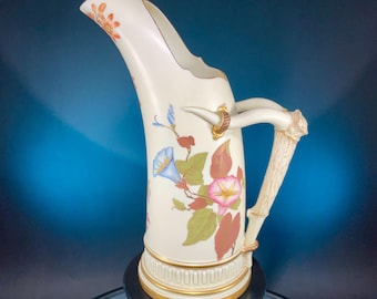 Royal Worcester Tusk Pitcher with Antler Handle 11.5” - Pattern 1116
