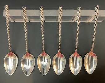 Set of 6 Sterling Silver Dominick & Haff Demi Tasse Spoons DHS 10 Square Twist