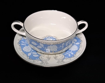 Vintage Aynsley Moonlight Rose 182 Soup Coupe With Saucer