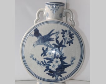 Large Chinese Style Flat Moon Shaped Vase