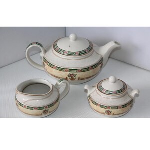 Staffordshire Tableware Balustrade Tea Set Teapot, Sugar Bowl & Milk Jug Vintage