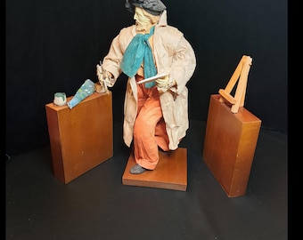 Vintage Mixed Media Crepe Paper Artist Figurine
