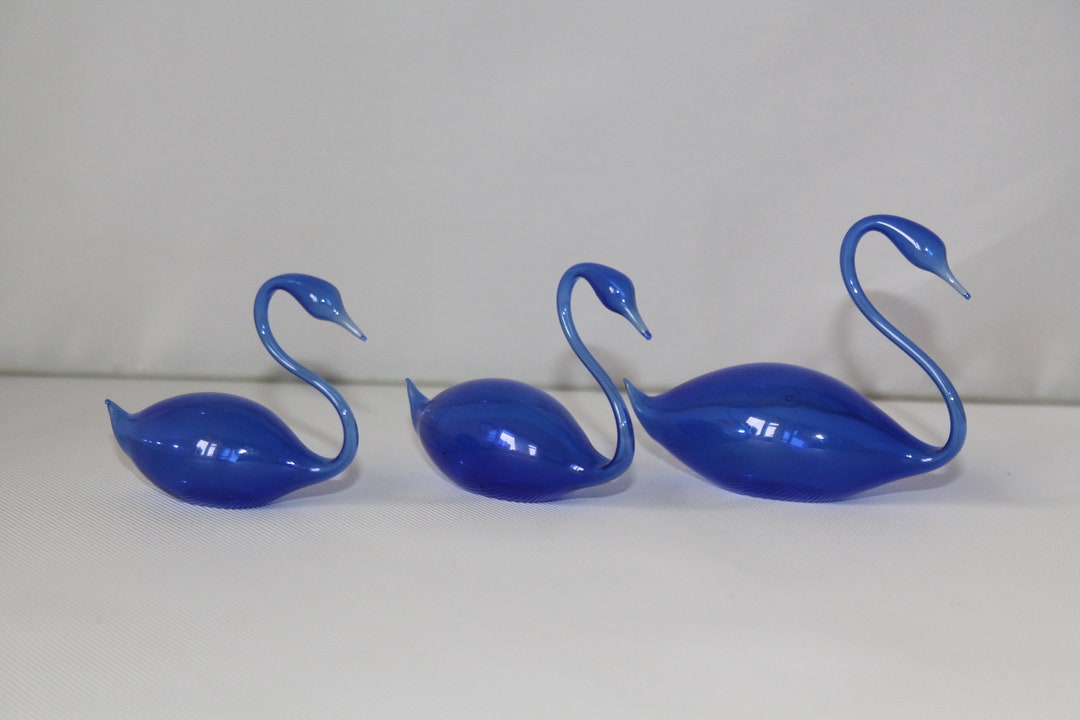 Vintage Delicate Blown Glass Swan Figurines Hollow Bimini Lauscha Etsy