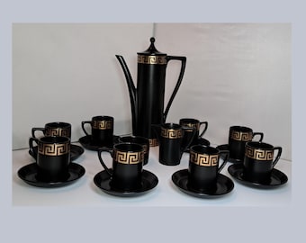 Vintage 1960's Portmeirion Susan Williams Ellis Greek Key Coffee Set