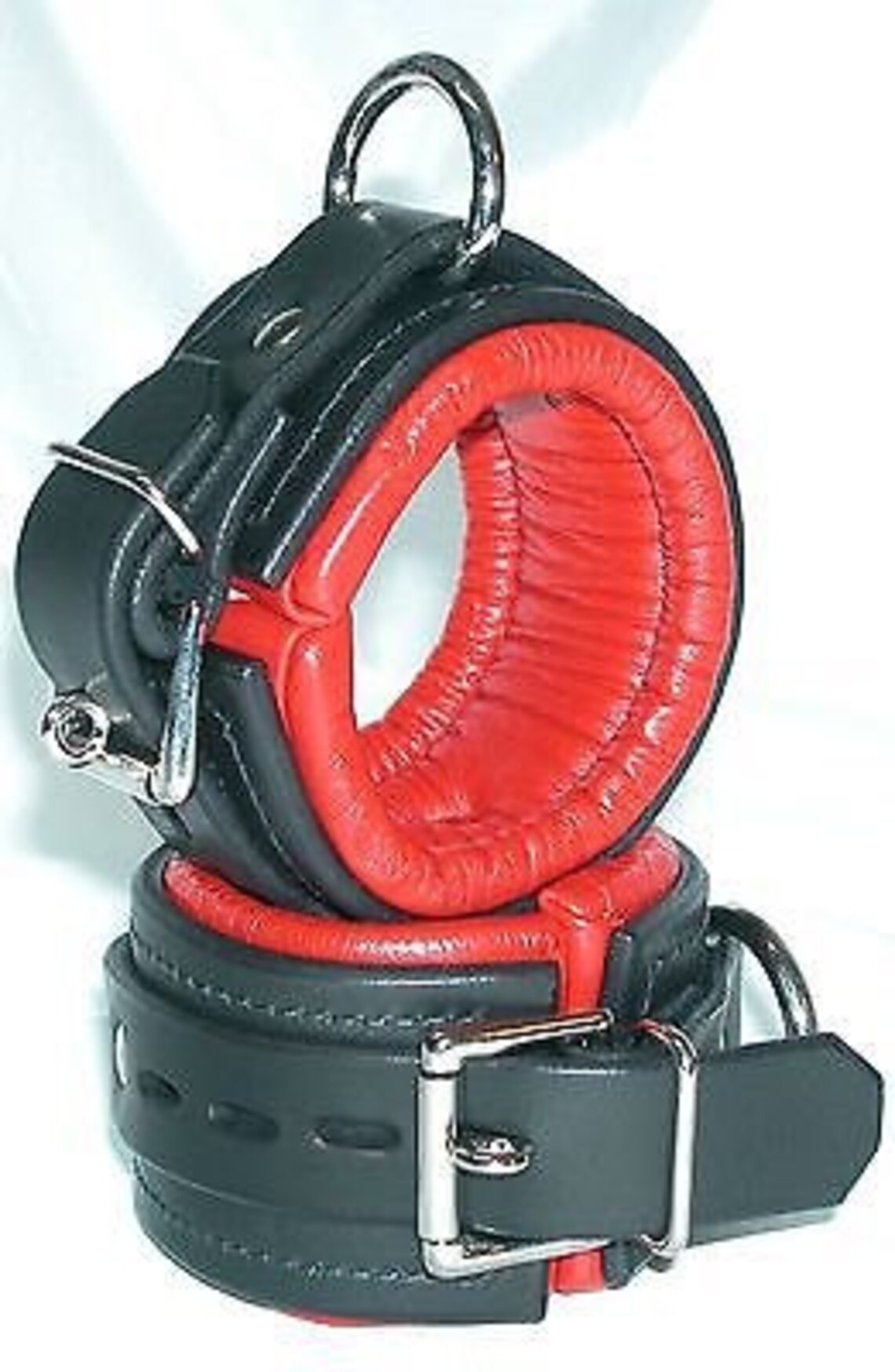 Padded Lockable Leather Restraints with Red Padding made in Etsy