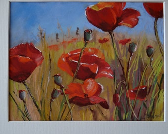 Poppies in Pastel Step by Step Tutorial with Video Demonstration