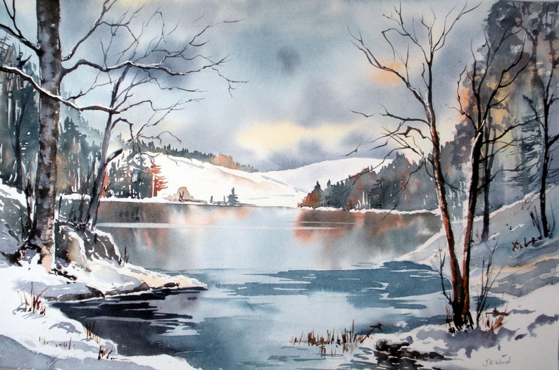 Winter Watercolor tutorial image 1