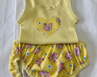 Baby singlet & nappy cover.  Size NB - 3months.