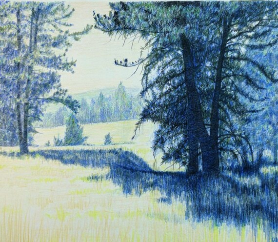 Montana Mountains Stream - A Colored Pencil Drawing Metal Print by Robert  Kinser - Fine Art America