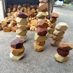Wooden Stackable Rocks, assorted set of meditative wood Cairn rock sculptures