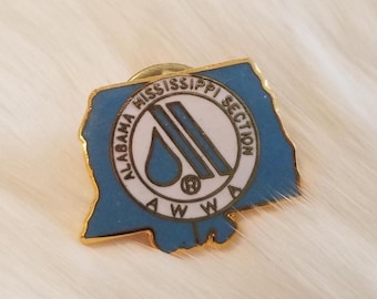 A.W.W.A. Alabama-Mississippi Section Vintage Metal Enamel Pin. USA.