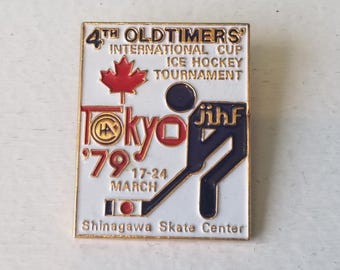 Oldtimers' 1979 International Cup Ice Hockey Tournament Tokyo COHA Metal Enamel Pin