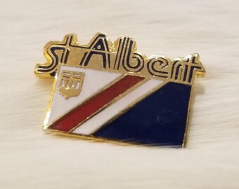 St. Albert City Vintage Metal Enamel Flag Pin. Canada.