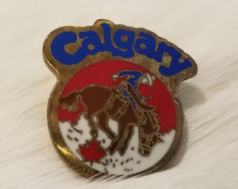 Calgary Stampede Vintage Metal Enamel Pin. Made in Canada.