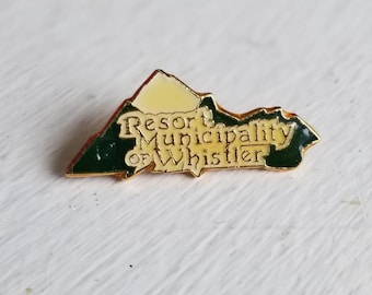 Resort Municipality of Whistler Vintage Metal Enamel B.C. Pin. Canada.