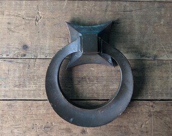 Vintage Door Knocker, Round Brass Art Deco Door Knocker 5" H x 4" W