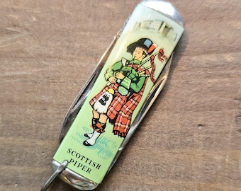 Scottish Piper Richard Sheffield Pocket Knife, Double Blade, 2 1/4" x 5/8"