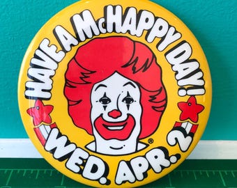 McDonalds Promo Button, McHappy Day, 3 1/2"