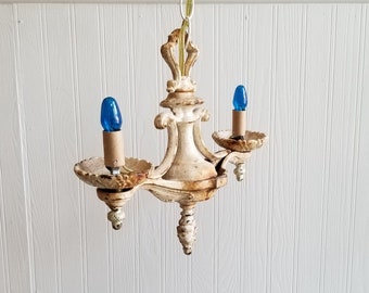 Antique Painted Cast Iron Pendulum Swag Lamp