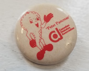 Canadian Diabetes Association Peter Pancreas Pinback Button. Canada.