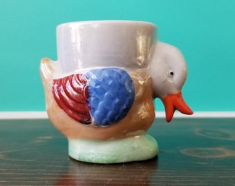 Vintage Ceramic Lusterware Duck Egg Cup. 1950s-1960s. Japan.