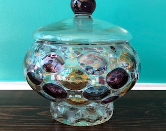 Borske Sklo "Nemo" Glass Lidded Jar. 1950s-1960s. Czech Republic