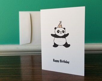 Happy Birthday Panda - Blank Greeting Card With Envelope - Big City Stamper