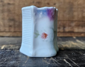 Antique Leuchtenburg Lustreware Match Striker and Holder, 19th Century Tobacciana, Made in Germany