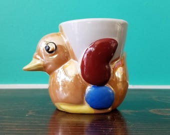 Vintage Ceramic Lusterware Duck Egg Cup. 1950s-1960s. Japan.