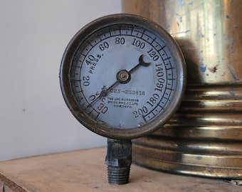 Antique Brass Steam Pressure Gauge
