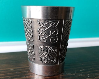 Irish Pewter Celtic Knot Vintage Whiskey Measure. Made in Ireland.