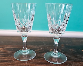 Vintage Simpsons Hand Cut Crystal Pair of Sherry Glasses